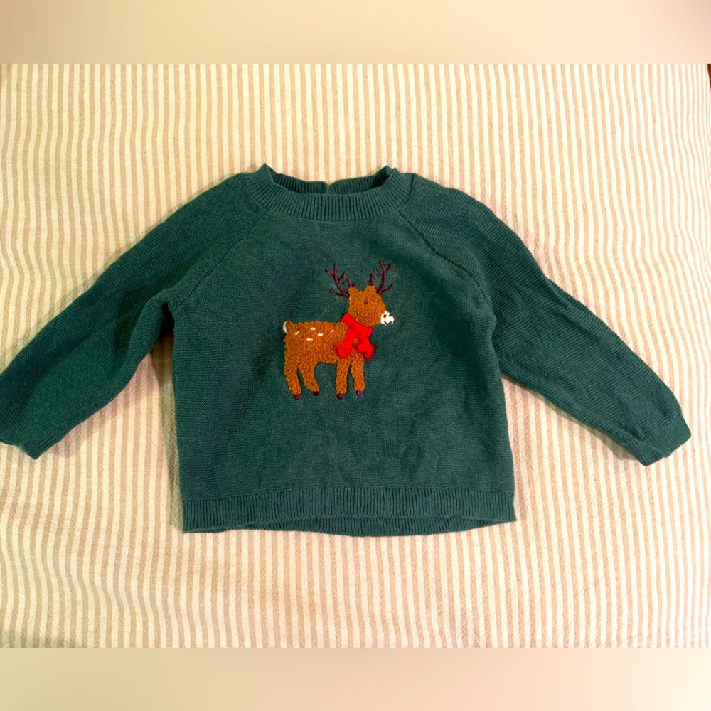 Knit green sweater set. Size 6 months.